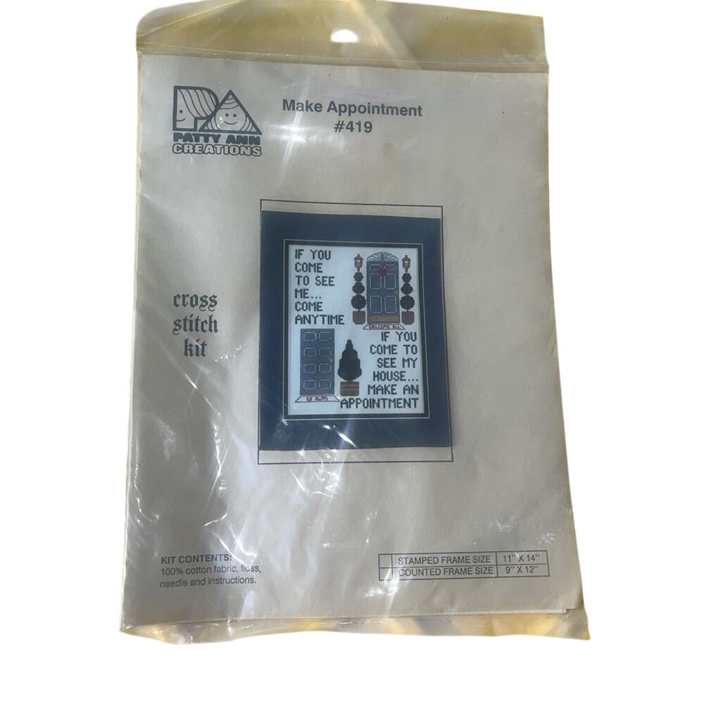 PATTY ANN CREATIONS Cross Stitch Kit "MAKE APPOINTMENT" #419 NEW & SEALED